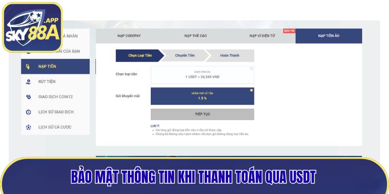 Bảo mật thông tin khi thanh toán qua USDT 